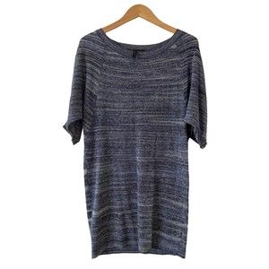 BCBGMaxAzria‎ Tunic Sweater T-Shirt Dress Size Small Blue Space Dye Batwing Knit
